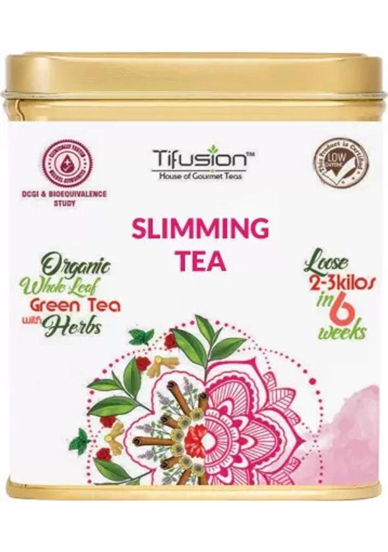 Tifusion Slimming Healthy Green Tea For Weight Loss With Garcinia, Cinnamon, Ginger, Lemon Green Tea Tin (100 G)
