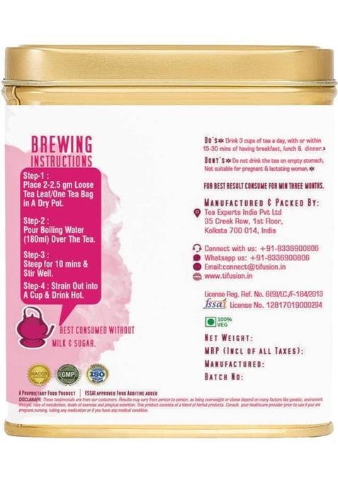 Tifusion Slimming Healthy Green Tea For Weight Loss With Garcinia, Cinnamon, Ginger, Lemon Green Tea Tin (100 G)