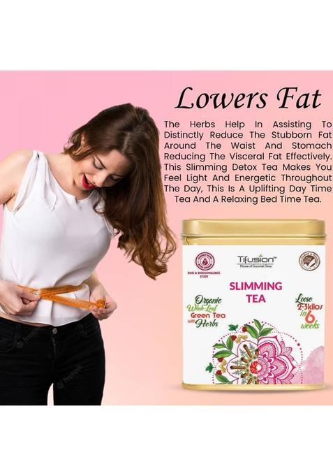 Tifusion Slimming Healthy Green Tea For Weight Loss With Garcinia, Cinnamon, Ginger, Lemon Green Tea Tin (100 G)