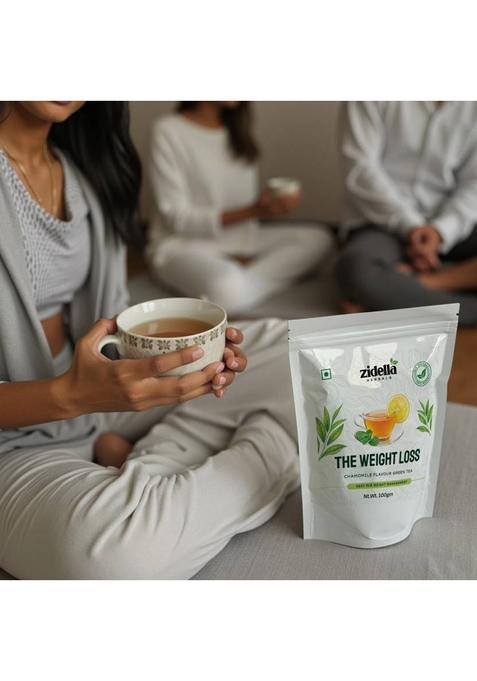 Nutrio Weight Loss Green Tea-Helps With Weight Loss, Skin Glow, Hair Care, Brain Health Chamomile Herbal Tea Pouch (100 G)