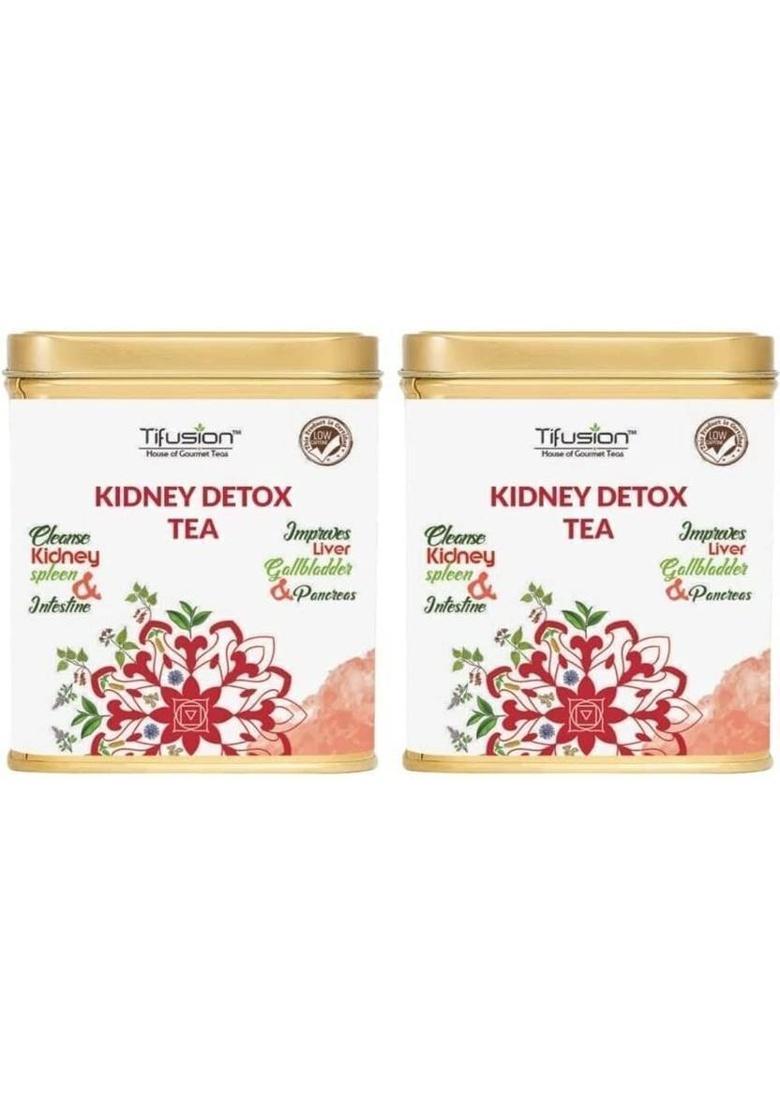 Tifusion Kidney Detox Tea For Cleansing Liver, Support Kidney Function Tulsi Herbal Tea Tin (2 X 100 G)