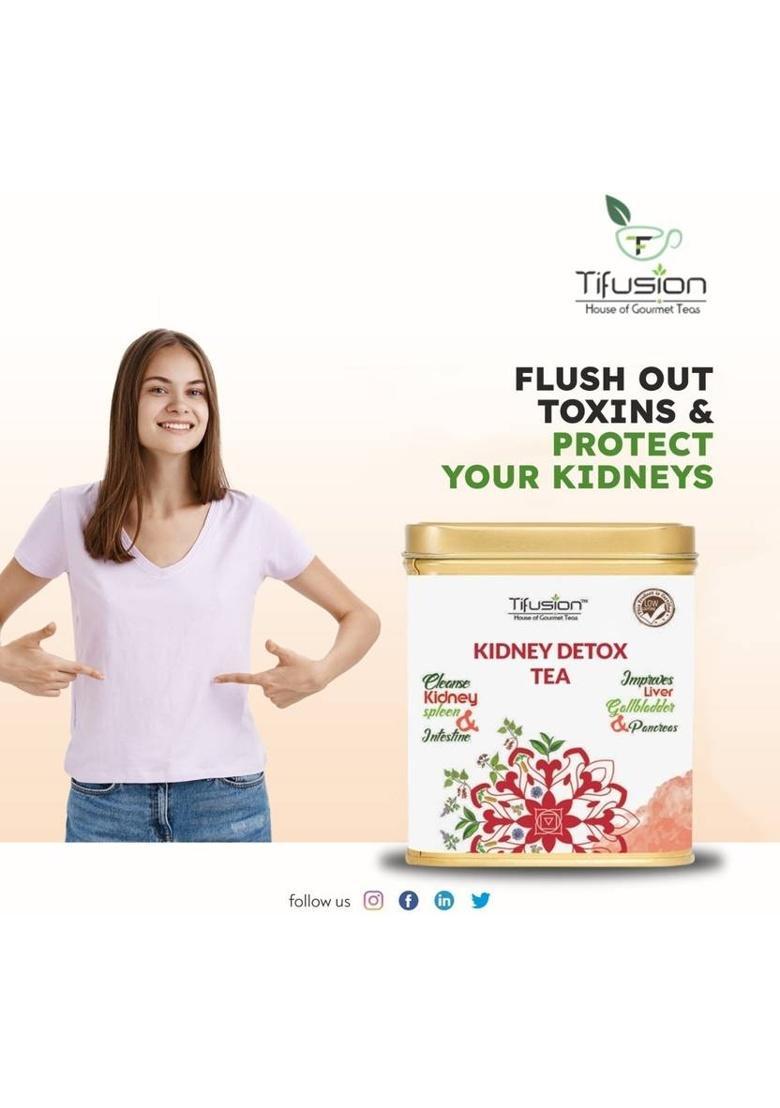 Tifusion Kidney Detox Tea For Cleansing Liver, Support Kidney Function Tulsi Herbal Tea Tin (2 X 100 G)