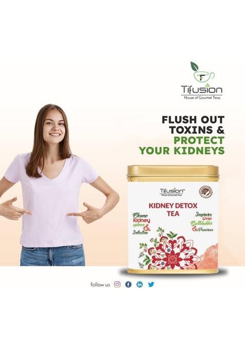 Tifusion Kidney Detox Tea For Cleansing Liver, Support Kidney Function Tulsi Herbal Tea Tin (2 X 100 G)