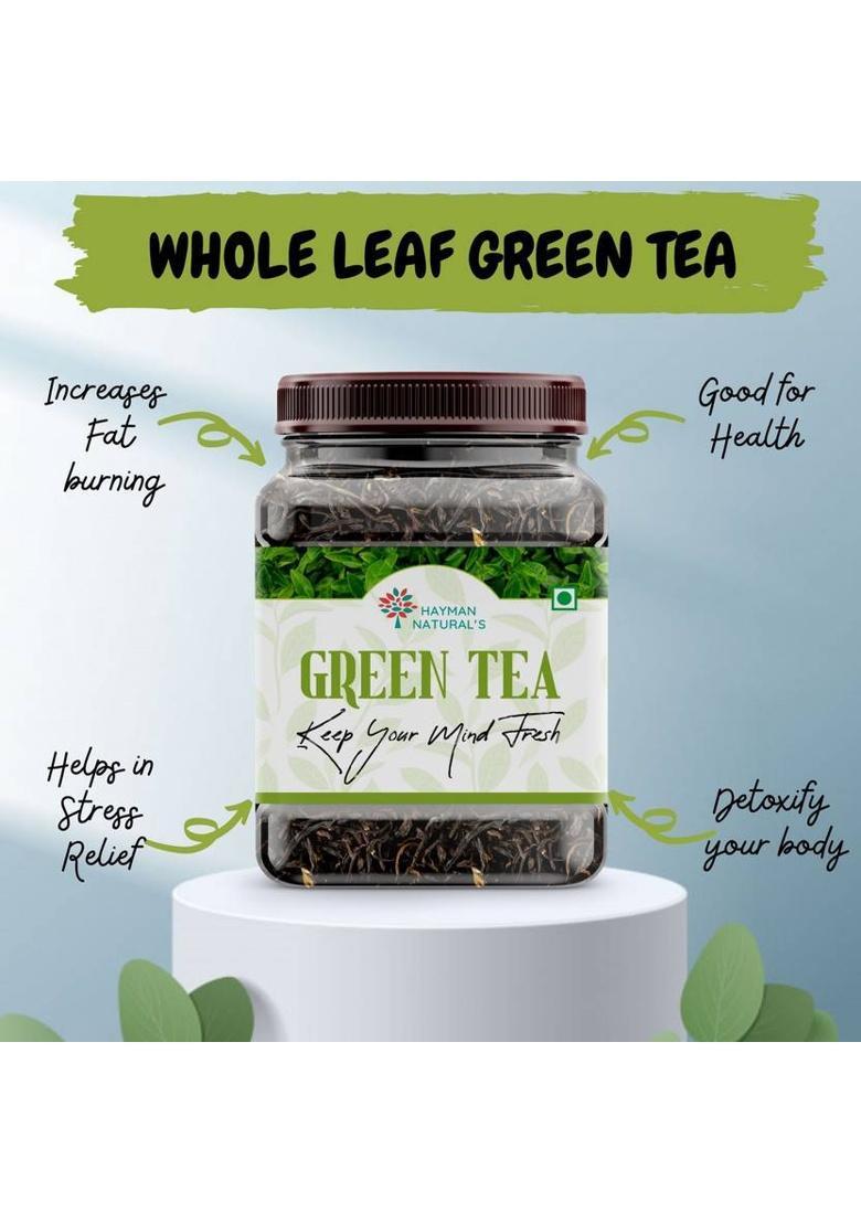 Hayman Natural'S Whole Leaf Green Tea (100G-82 Cups) Enriched With Anti- Oxidants, Weight Management Loose Leaf Tea Tea Plastic Bottle (100 G)