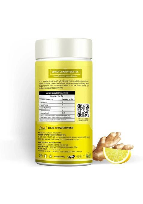Green Spore Ginger Lemon Green Tea|Energizes Body & Mind|Cleanser & Detoxifier|Whole Leaf Ginger, Lemon Green Tea Tin (75 G)