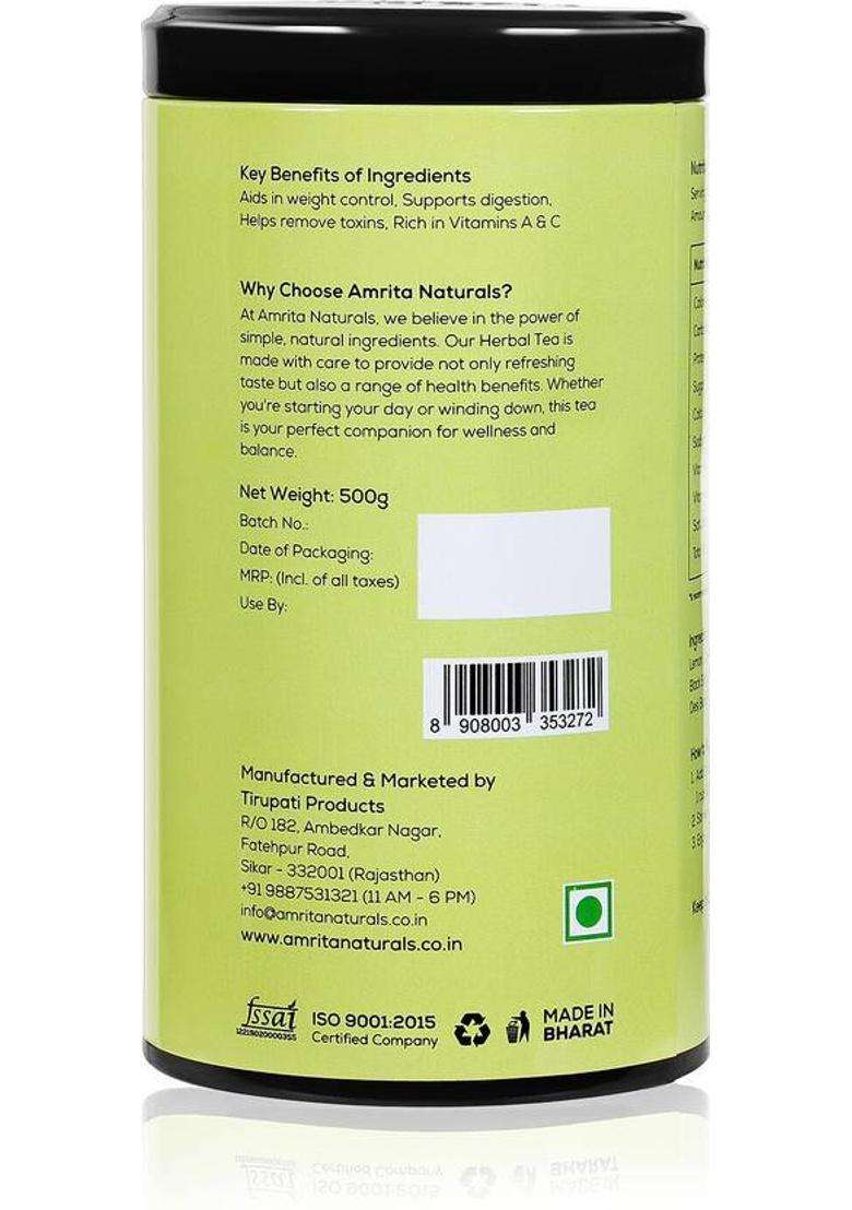 Amrita Naturals Refreshing Herbal Lemon Tea 500 + 500 Combo Pack Of 2 Lemon Herbal Tea Tin&nbsp;&nbsp;(2 X 500 G) - Indya