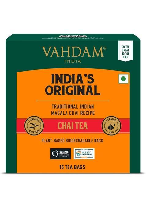 Vahdam Organic India'S Original Chai Cinnamon, Cardamom Masala Tea Bags Pouch&nbsp;&nbsp;(15 Bags)