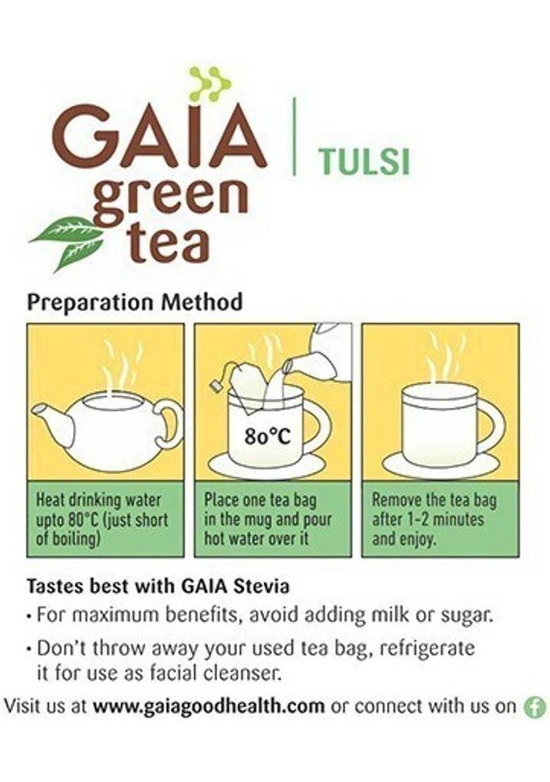 Gaia Green Tea Tulsi 25 Tea Bags (Pack Of 2) Tulsi Green Tea Bags Box (2 X 30 G)