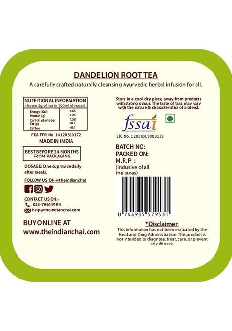 The Indian Chai Dandelion Root Tea 50G In Tin Container For Liver Detox, Supports Ki Herbal Tea Tin (50 G)