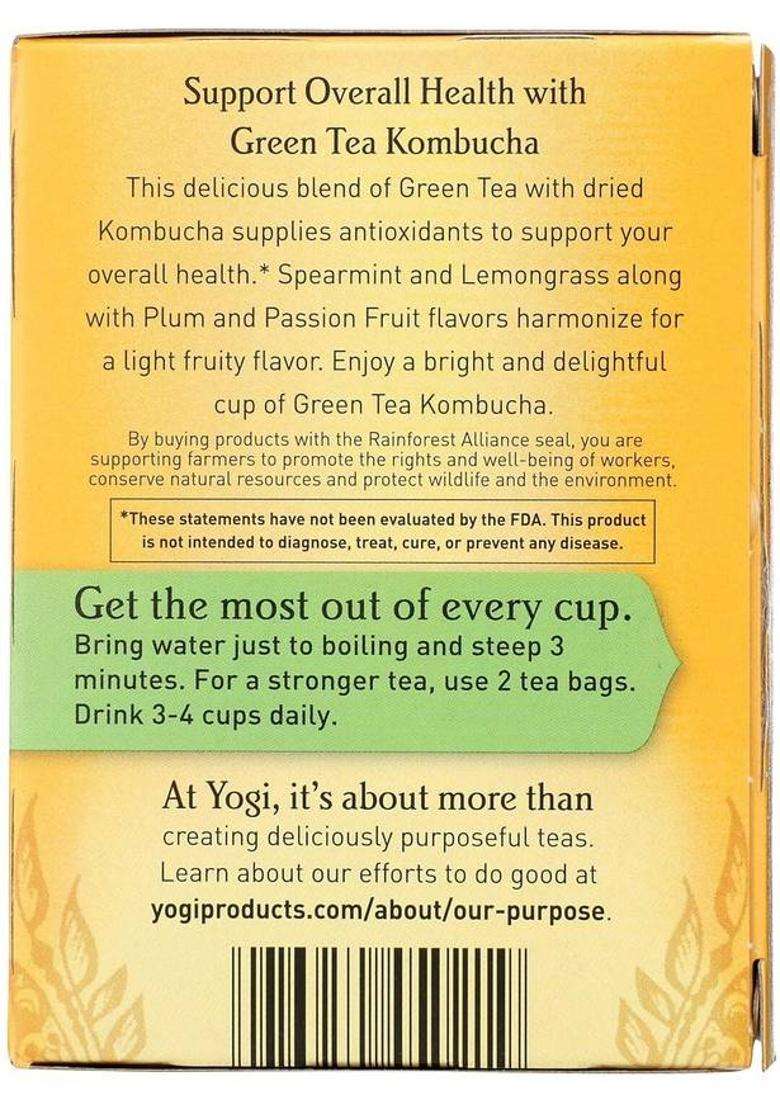 Yogi Tea Green Tea Kombucha Organic Herbal Tea Bags Box&nbsp;&nbsp;(16 Bags) - Indya