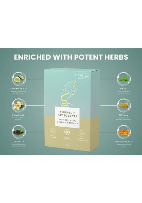 Namhya Foods Ayurvedic Fat Loss Tea | 25 Tea Bags Box Green Tea Bags Box (100 G)