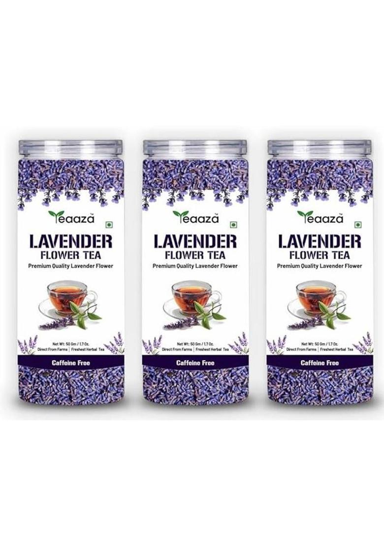 Teaaza Organic Lavender Tea:Calming Lavender Flower Tea For Relaxation Caffeine Free Lavender Herbal Tea Mason Jar (3 X 16.67 G)
