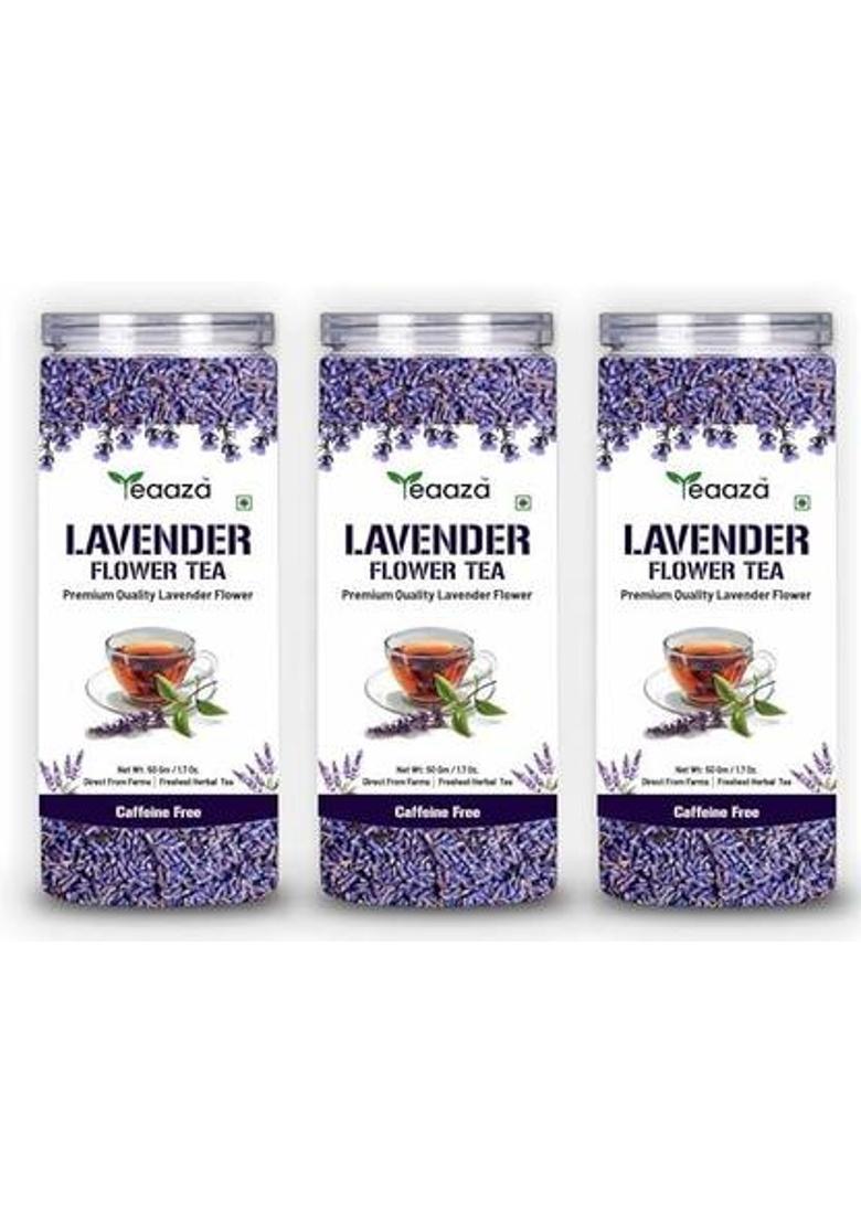 Teaaza Organic Lavender Tea:Calming Lavender Flower Tea For Relaxation Caffeine Free Lavender Herbal Tea Mason Jar (3 X 16.67 G)