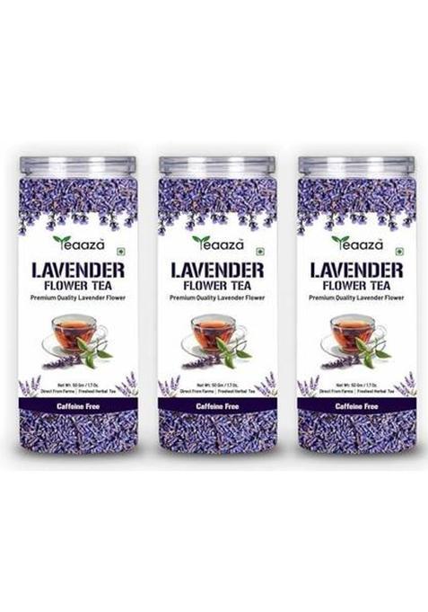 Teaaza Organic Lavender Tea:Calming Lavender Flower Tea For Relaxation Caffeine Free Lavender Herbal Tea Mason Jar (3 X 16.67 G)