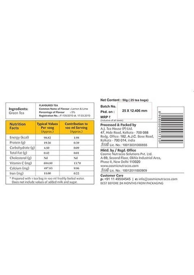 Gaia Green Tea Lemon 25 Tea Bags (Pack Of2) Lemon Green Tea Bags Box (2 X 30 G)