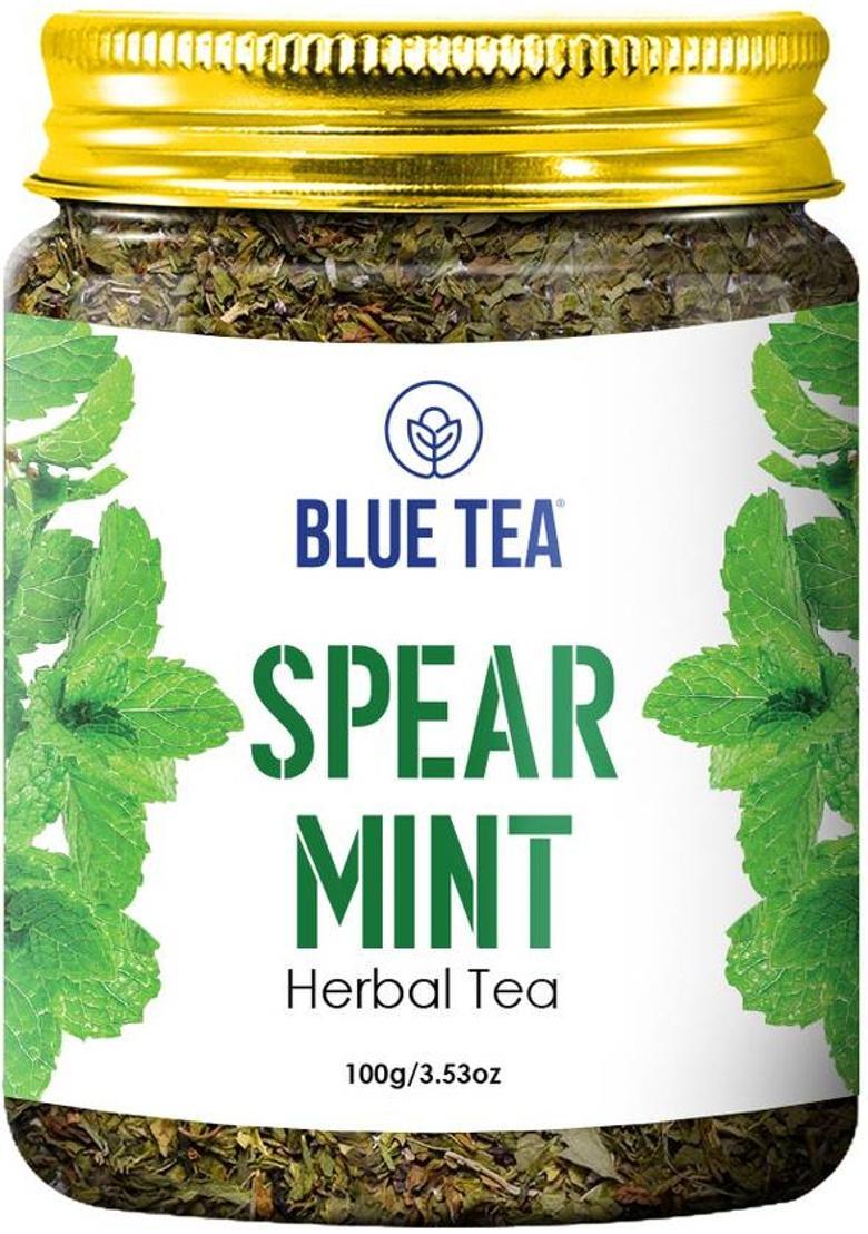 Blue Tea Spearmint Leaves-Tea, Supports Hormone, Pcos Relief & Weight Loss, Caffeine Free Herbs Herbal Tea Plastic Bottle (100 G)