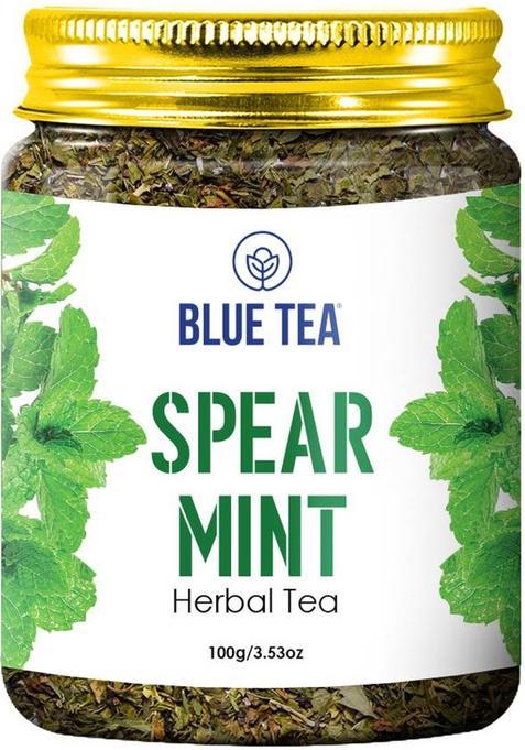 Blue Tea Spearmint Leaves-Tea, Supports Hormone, Pcos Relief & Weight Loss, Caffeine Free Herbs Herbal Tea Plastic Bottle (100 G)