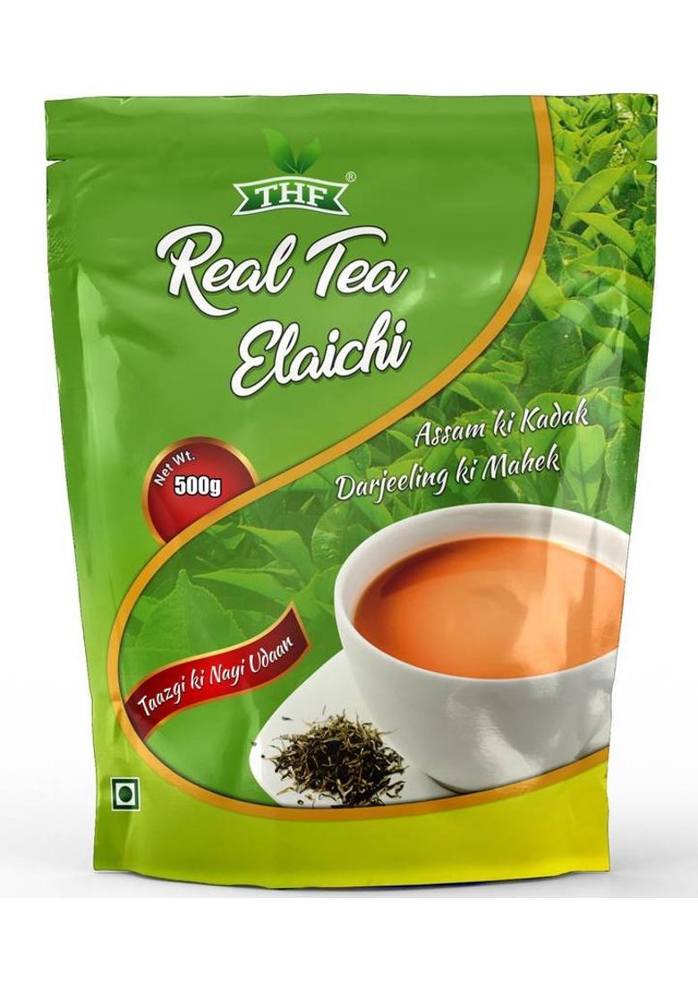 Thf Real Tea Elaichi- 500G, Cardamom Flavor, Tasty & Refreshing Kadak Elaichi Chai Cardamom Tea Pouch (500 G)