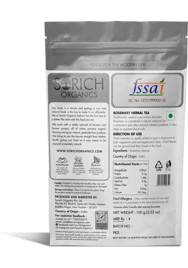 Sorich Organics Rosemary Herbal Tea Rosemary Tea For Hair Growth Boosts Immune System, Memory Herbal Tea Pouch&nbsp;&nbsp;(100 G) - Indya