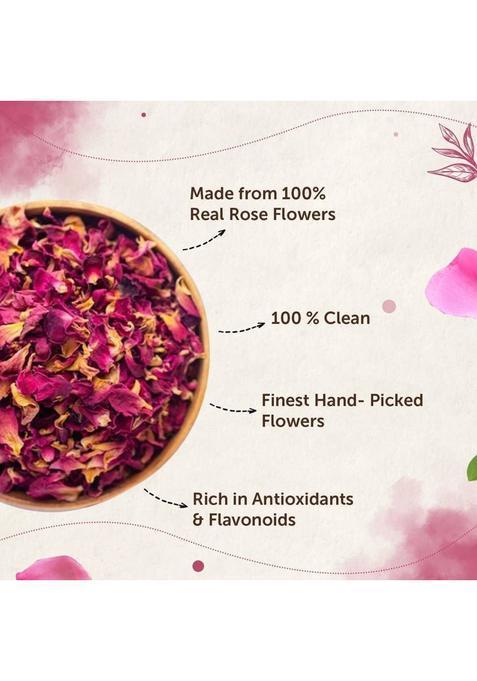Neuherbs Rose Flower Tea | Support To Promote Skin Health | 100% Clean, Natural & Pure Rose Herbal Tea Pouch (50 G)