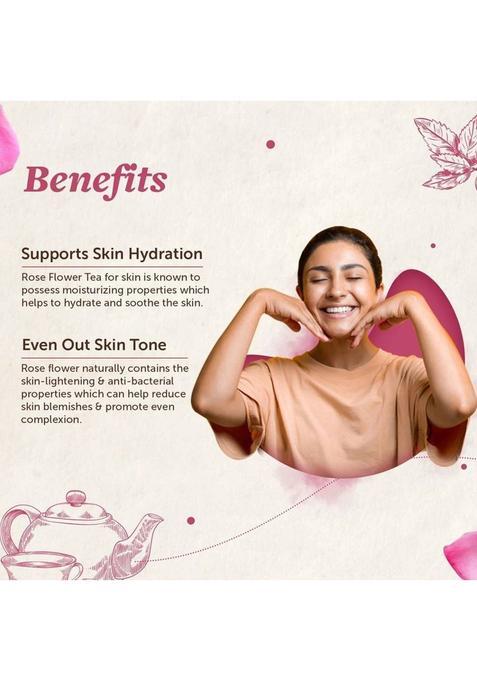 Neuherbs Rose Flower Tea | Support To Promote Skin Health | 100% Clean, Natural & Pure Rose Herbal Tea Pouch (50 G)