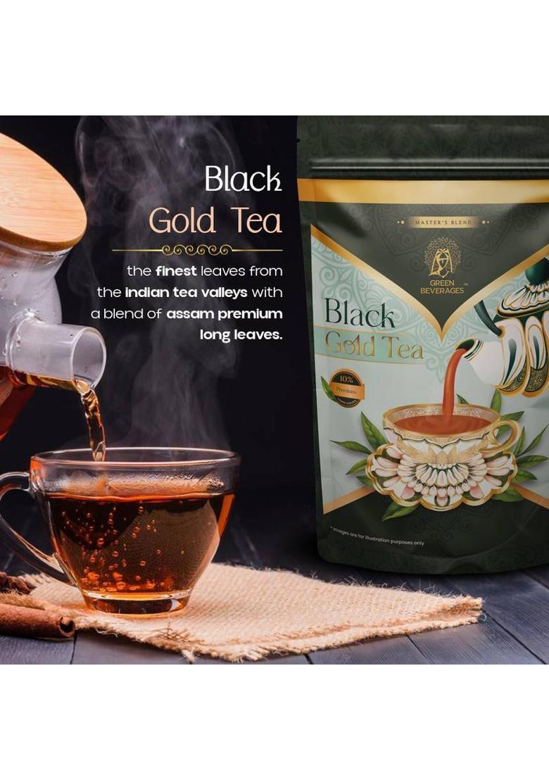 Green Beverages Black Gold Assam Select Tea | Premium Leaf Ctc | Blended By Master Tea Experts Black Tea Pouch (2 X 250 G)