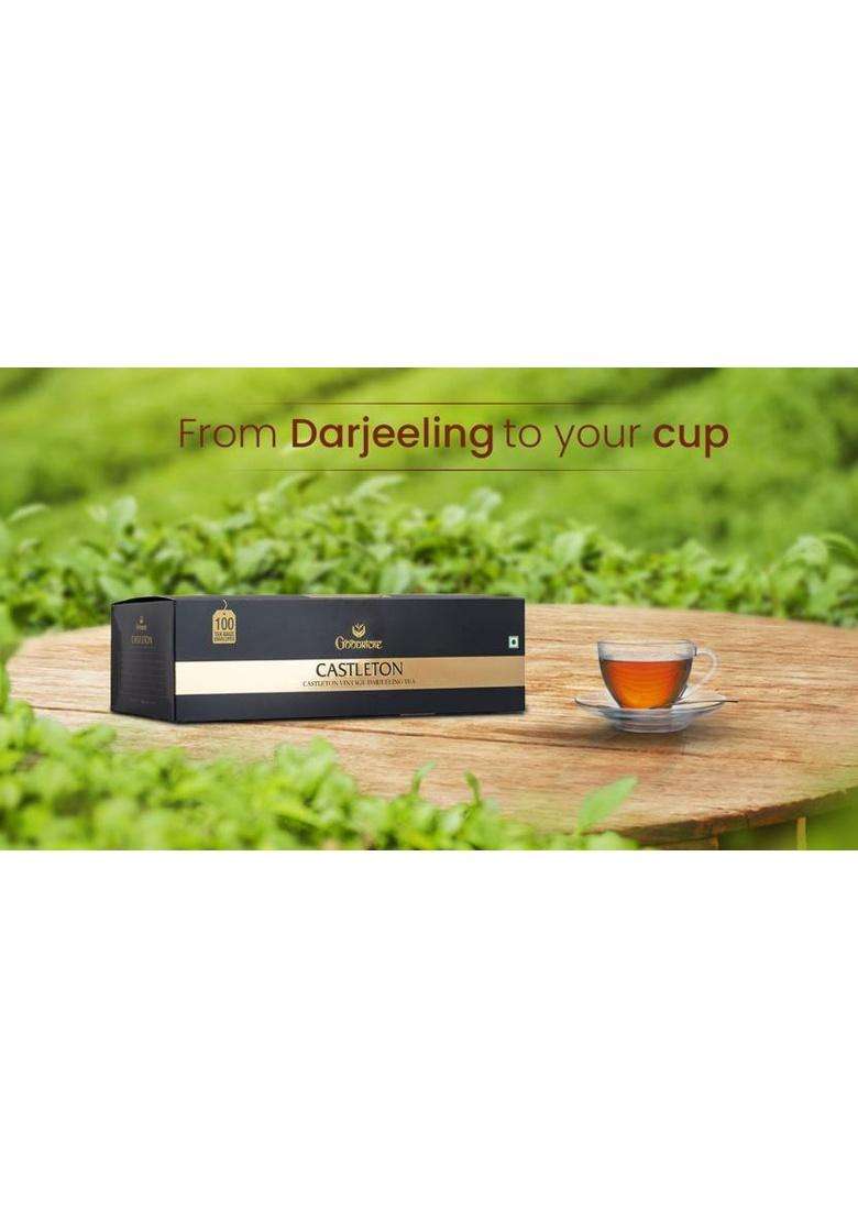 Goodricke Castleton Vintage Darjeeling Tea Bags-100 Tea Bags Unflavoured Black Tea Bags Box&nbsp;&nbsp;(100 Bags) - Indya