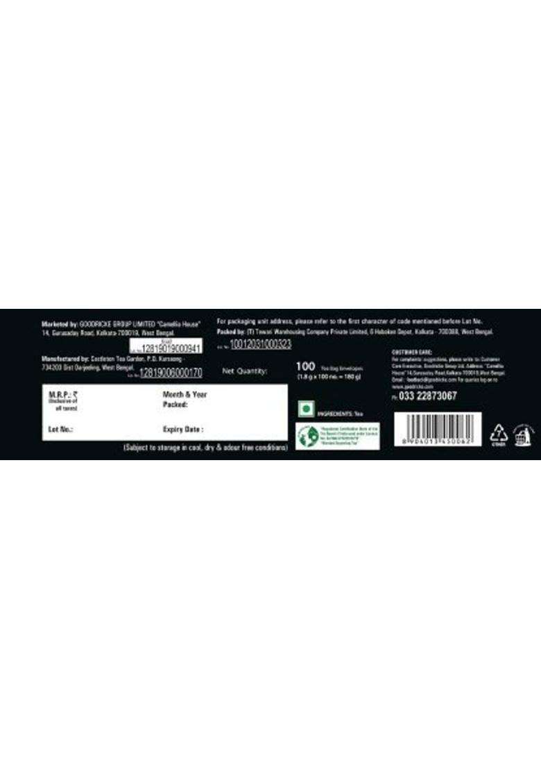 Goodricke Castleton Vintage Darjeeling Tea Bags-100 Tea Bags Unflavoured Black Tea Bags Box&nbsp;&nbsp;(100 Bags) - Indya