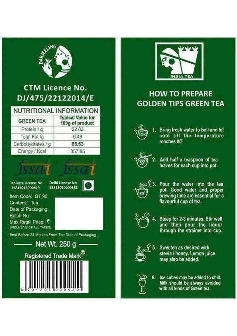 Golden Tips Darjeeling Broken Pekoe Orange Green Tea Box&nbsp;&nbsp;(250 G) - Indya