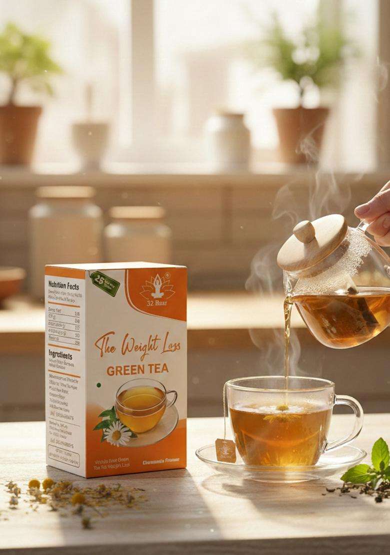 32 Baar Pack Of 2 Natural Flavour (25*2 Tea Bags) Green Tea Bags Box&nbsp;&nbsp;(2 X 25 Bags) - Indya