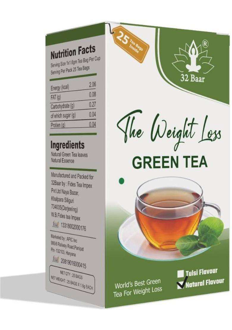 32 Baar Pack Of 2 Natural Flavour (25*2 Tea Bags) Green Tea Bags Box&nbsp;&nbsp;(2 X 25 Bags) - Indya