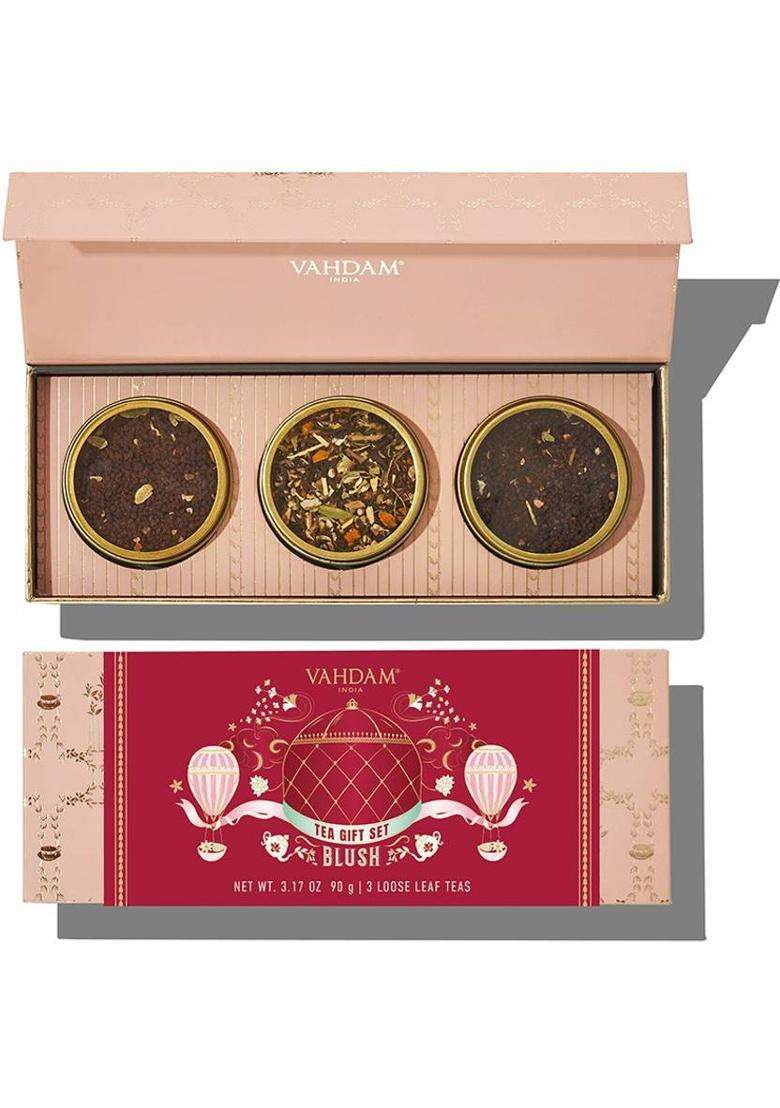 Vahdam Blush - 3 Assorted Assorted Tea Blend Festive Gift Box&nbsp;&nbsp;(90 G) - Indya