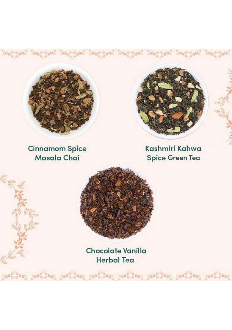 Vahdam Blush - 3 Assorted Assorted Tea Blend Festive Gift Box&nbsp;&nbsp;(90 G) - Indya