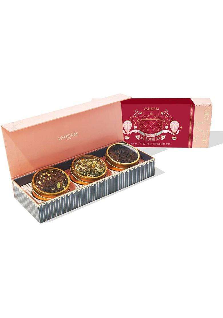 Vahdam Blush - 3 Assorted Assorted Tea Blend Festive Gift Box&nbsp;&nbsp;(90 G) - Indya