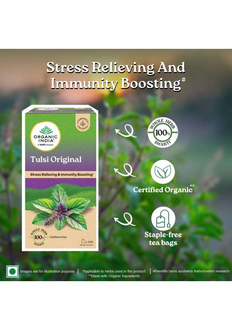 Organic India Original Tulsi Tea Bags Box&nbsp;&nbsp;(25 Bags) - Indya