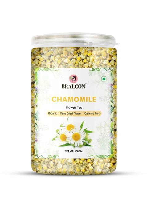 Bralcon Organic Chamomile Flower Tea - 100G | 100% Natural Chamomile Tea Leaves| Chamomile Herbal Tea Plastic Bottle&nbsp;&nbsp;(100 G)