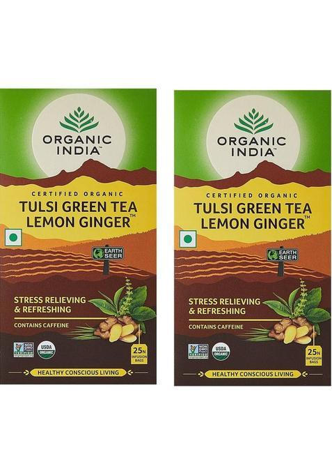 Organic India Tulsi Green Lemon, Ginger Tea Bags Box&nbsp;&nbsp;(2 X 12.5 Bags)
