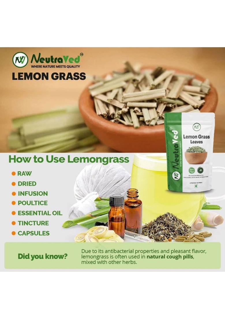 Neutraved Lemongrass Herbal Tea Leaves Boost Metabolism Used For Detox Lemon Grass Herbal Tea Pouch (100 G)