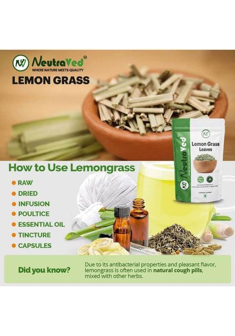 Neutraved Lemongrass Herbal Tea Leaves Boost Metabolism Used For Detox Lemon Grass Herbal Tea Pouch (100 G)