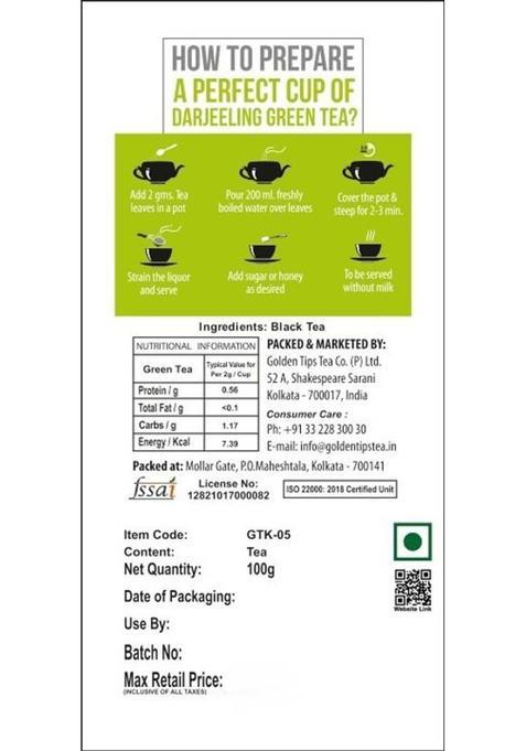 Golden Tips Darjeeling Loose Leaves Fresh Green Tea Box (100 G)
