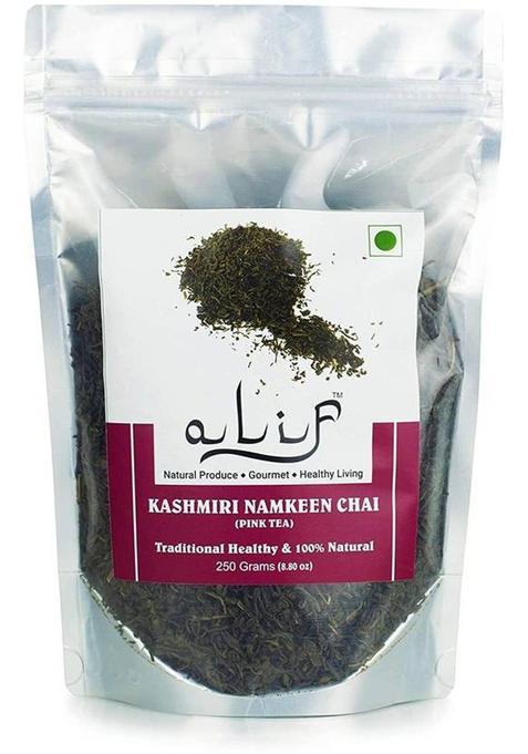 Alif Premium Kashmiri Namkeen Tea 250G, Noon Chai, Pink Tea, Sheer Chai, Samovar Tea Herbal Tea Pouch (250 G)