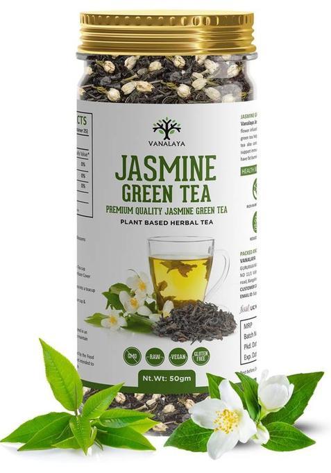 Vanalaya Jasmine Green Tea From Sun Dried Jasmine Petals For Clear Mind, Improve Mood, Stress Relief And Relives Anxiety Jasmine Jasmine Tea Plastic Bottle (50 G)