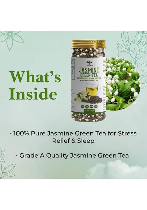 Vanalaya Jasmine Green Tea From Sun Dried Jasmine Petals For Clear Mind, Improve Mood, Stress Relief And Relives Anxiety Jasmine Jasmine Tea Plastic Bottle (50 G)