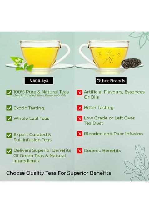 Vanalaya Jasmine Green Tea From Sun Dried Jasmine Petals For Clear Mind, Improve Mood, Stress Relief And Relives Anxiety Jasmine Jasmine Tea Plastic Bottle (50 G)