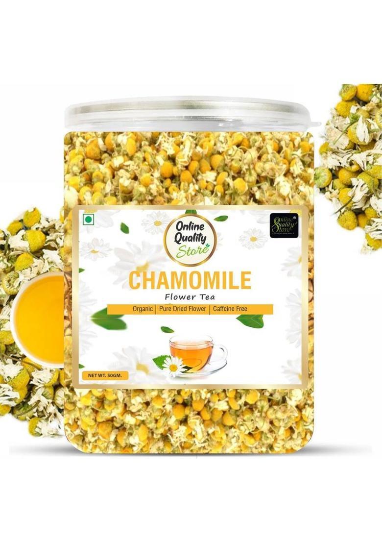 Online Quality Store Organic Chamomile Flower Tea | Sleep Tea & Stress Relief |Babune Ka Phal| Herbal Tea Plastic Bottle (50 G)