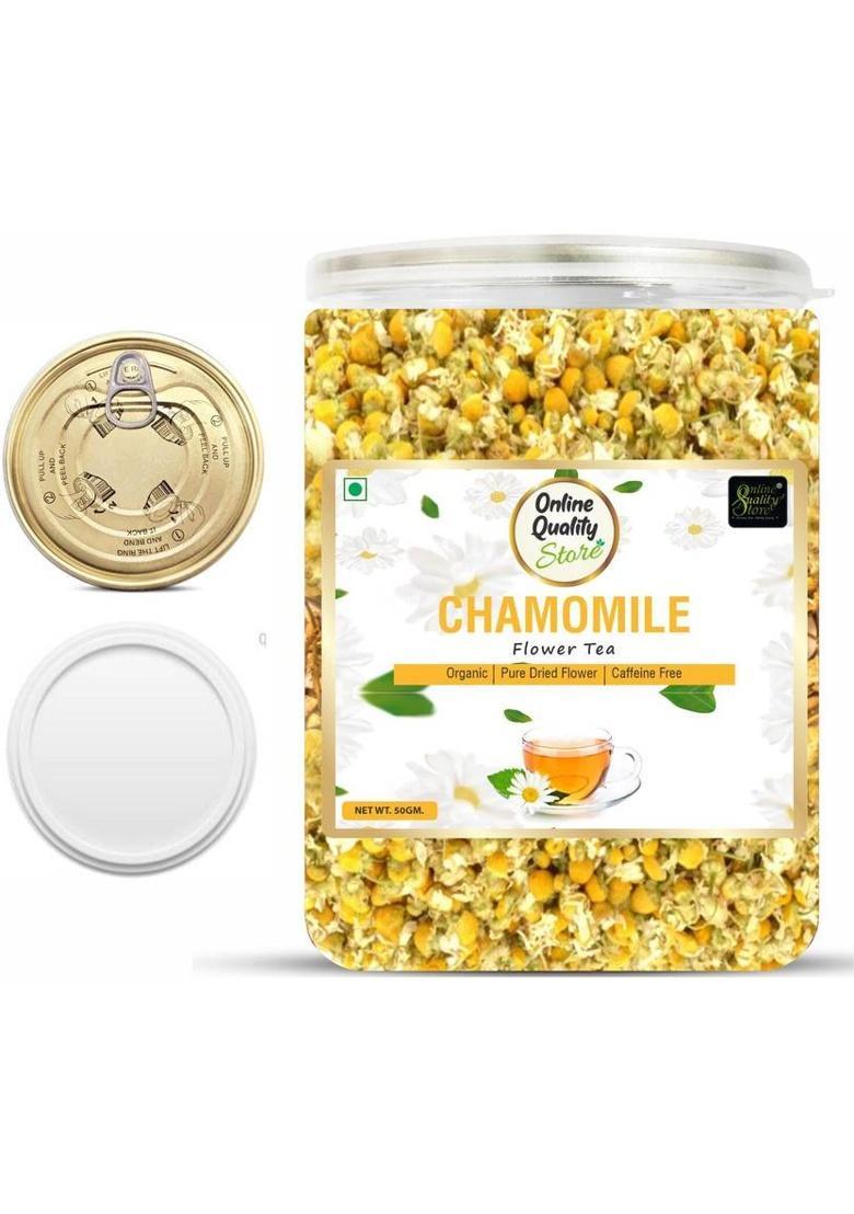 Online Quality Store Organic Chamomile Flower Tea | Sleep Tea & Stress Relief |Babune Ka Phal| Herbal Tea Plastic Bottle (50 G)