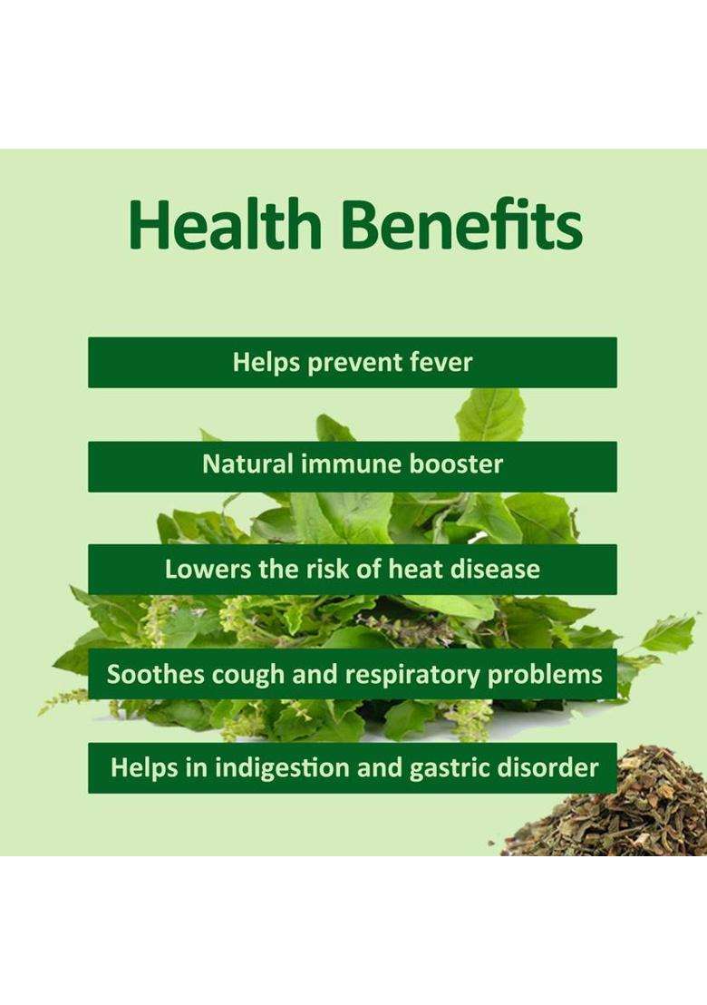 Manhar Organics Tulsi Leaves Jar 120Gm | Queen Of Herbs | Dried Tulsi Leaves | Holy Basil Tulsi Herbal Tea Pouch&nbsp;&nbsp;(120 G) - Indya