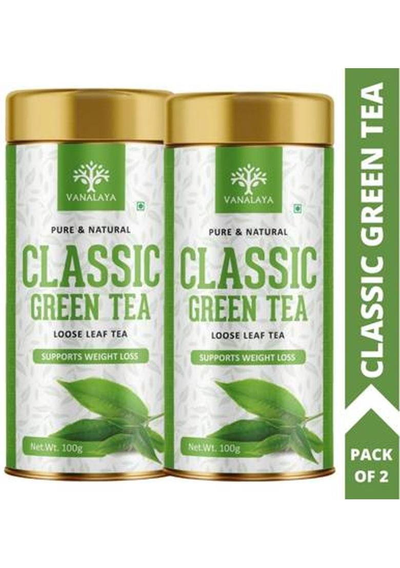 Vanalaya Classic Green Tea For Weight Loss Loose Leaf Green Tea Tin (2 X 100 G)