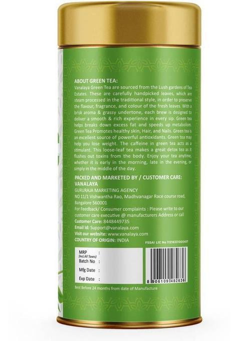 Vanalaya Classic Green Tea For Weight Loss Loose Leaf Green Tea Tin (2 X 100 G)