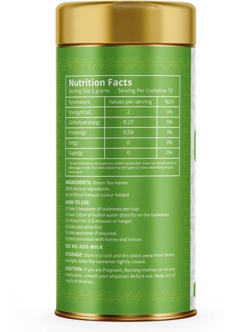 Vanalaya Classic Green Tea For Weight Loss Loose Leaf Green Tea Tin (2 X 100 G)